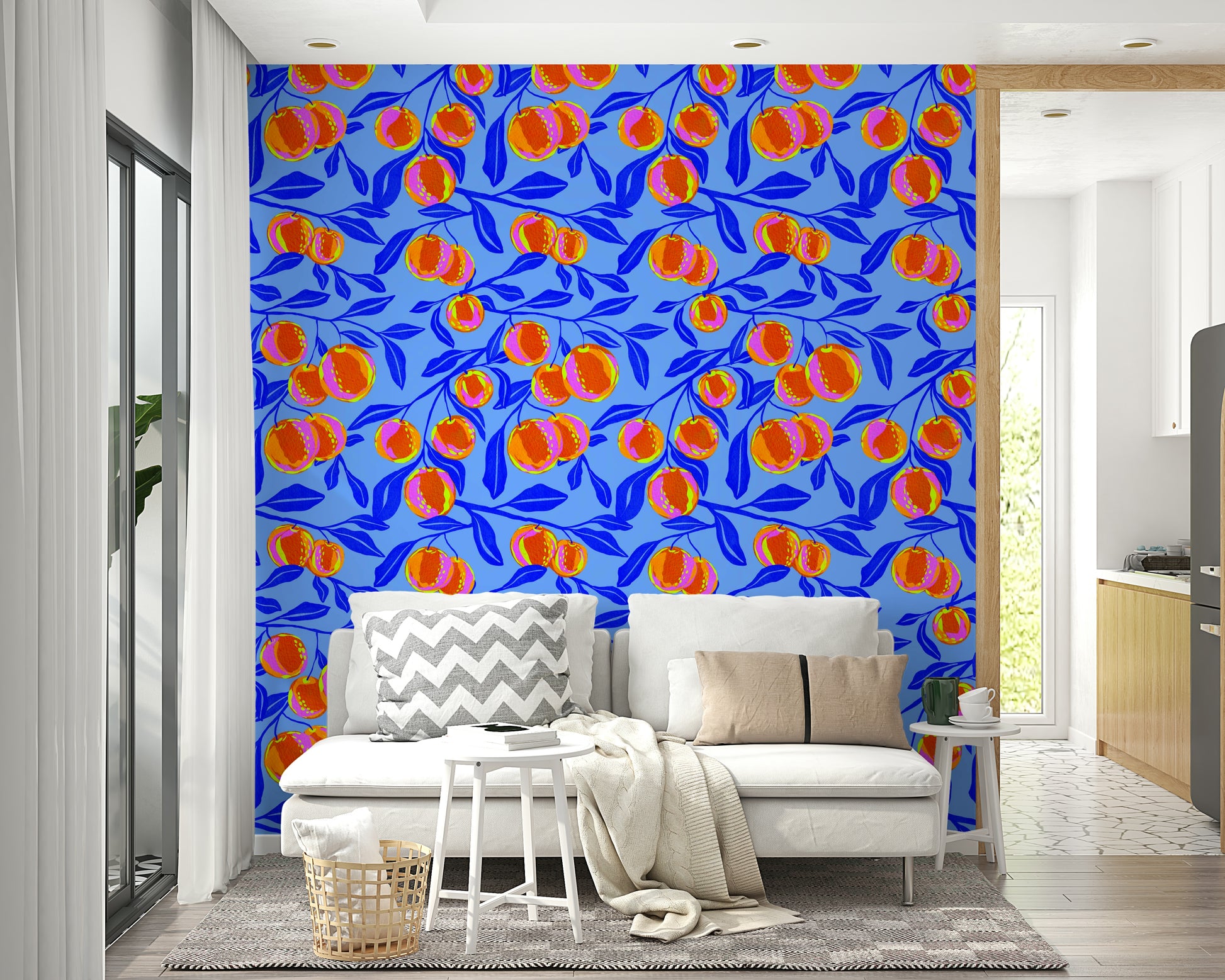 Cheerful wallpaper with citrus tones

