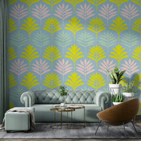 Mural wallpaper with soft leaves

