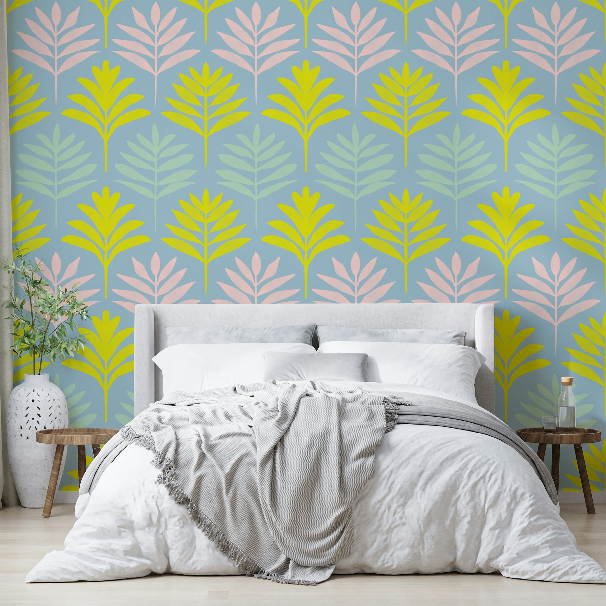 Light tropical pattern for bedrooms

