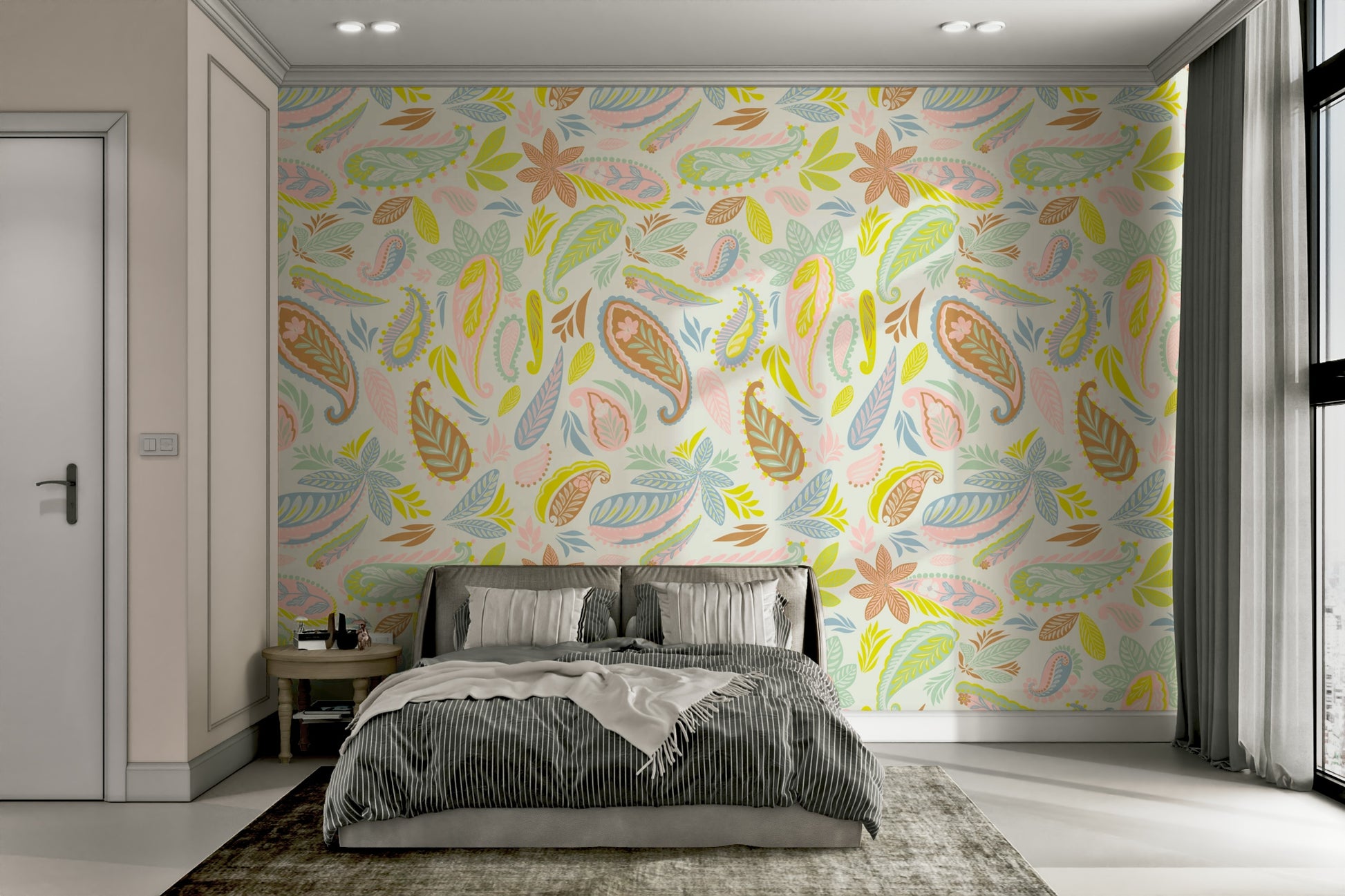 Easy-to-apply pastel pattern wallpaper

