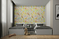 Cheerful mural wallpaper with pastel tones

