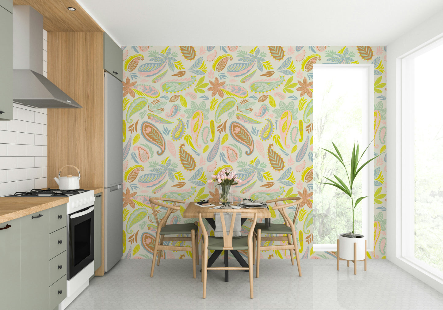Modern paisley design for interiors

