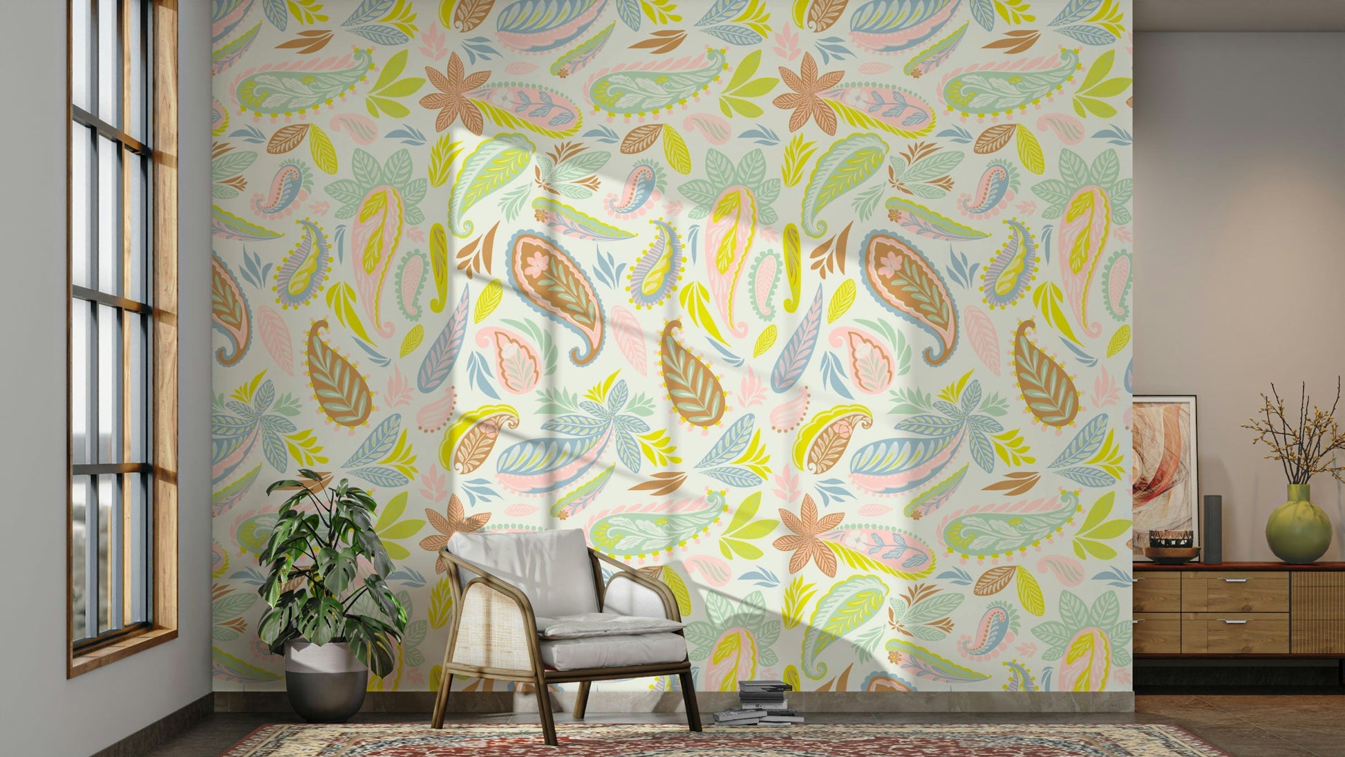 Blush pink paisley pattern wallpaper

