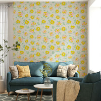 Yellow floral wallpaper for walls

