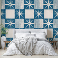 Indigo mid century starburst wallpaper

