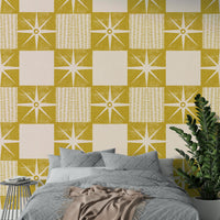 Starburst quilt block wallpaper for walls

