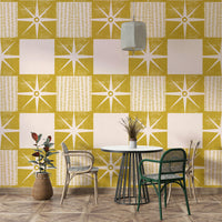 Retro starburst wallpaper mustard yellow

