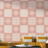 Pink mid century starburst wallpaper

