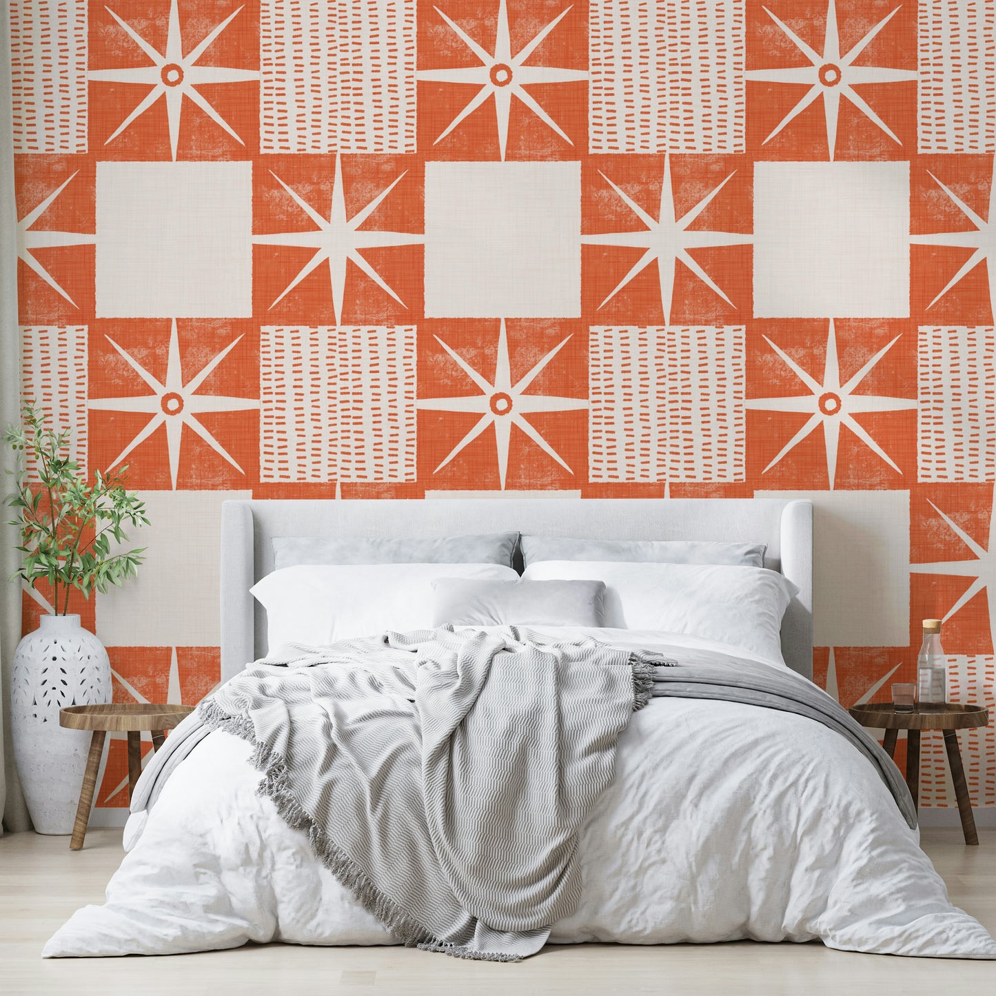 Starburst quilt block wallpaper for walls
