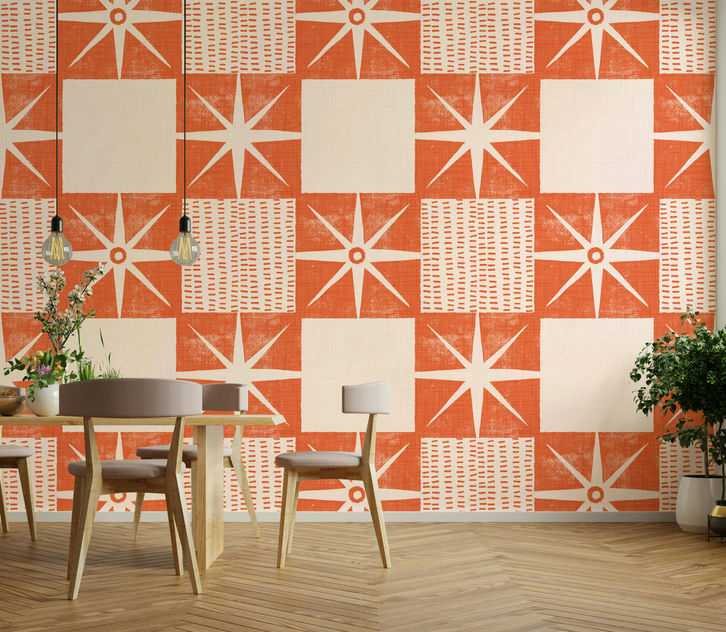 Minimalist quilt block wallpaper design

