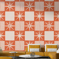 Salmon orange starburst wallpaper art

