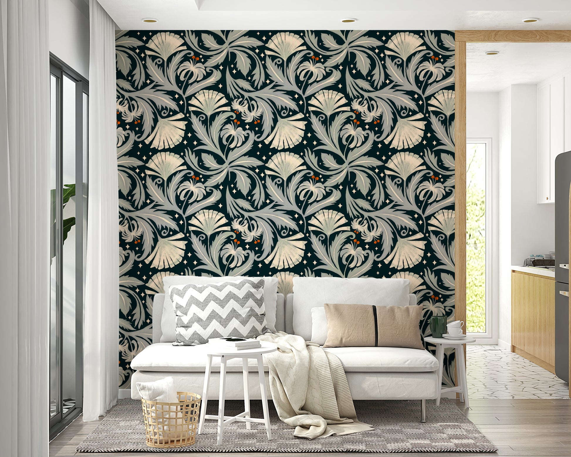 Heritage revival floral wallpaper black

