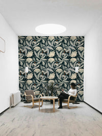 Vintage floral pattern wallpaper black

