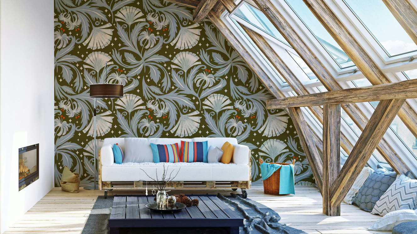 Heritage revival floral wallpaper art

