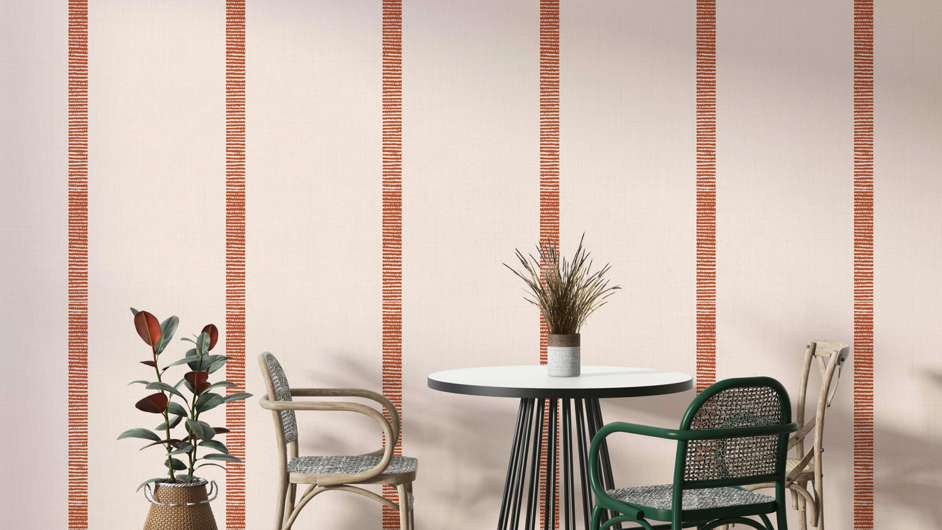 Terracotta beige stripe wall mural

