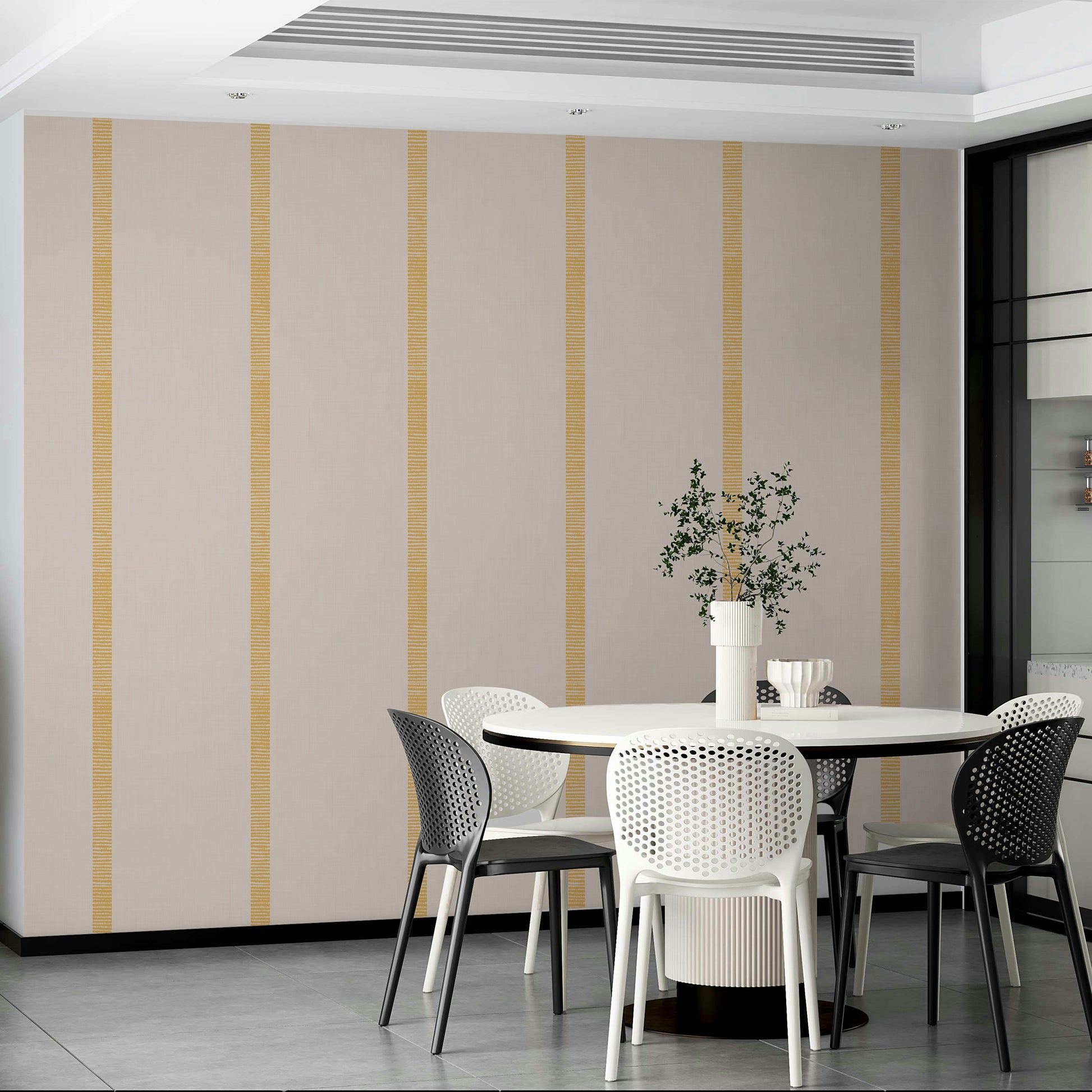 Boho golden harmony stripes beige wallpaper

