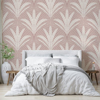 Rustic mauve wallpaper with palm design

