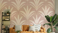 Rustic boho palm leaf wallpaper mauve


