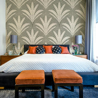 Palm radiance wallpaper in muted grey tone

