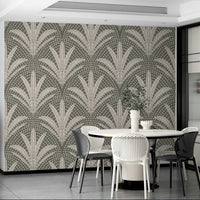 Boho palm radiance wallpaper muted grey hues

