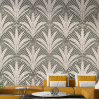 Muted grey palm leaf wallpaper boho rustic

