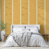 Japandi wallpaper golden ochre frame design

