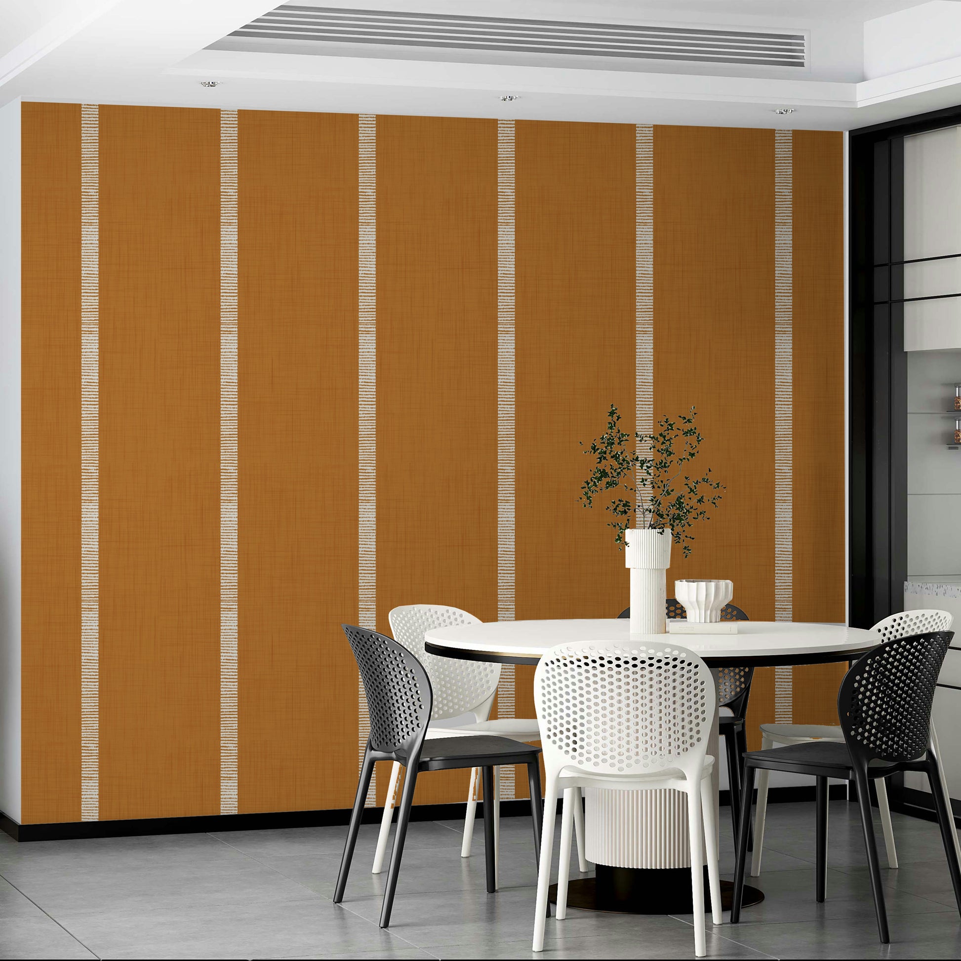 Modern Boho Serenity Stripes Caramel Brown Wallpaper

