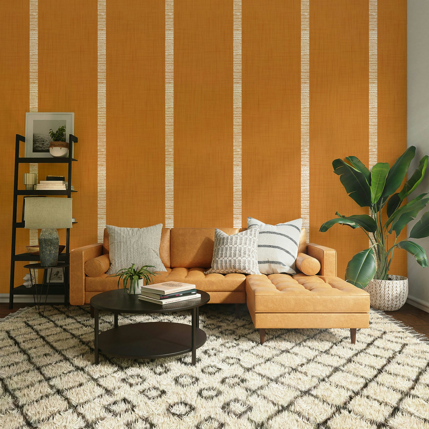 Serenity caramel brown stripe wallpaper

