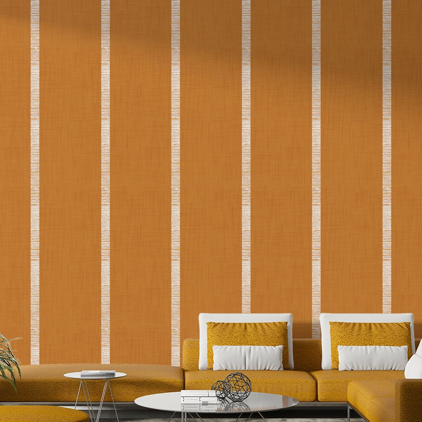 Caramel brown stripes boho wallpaper

