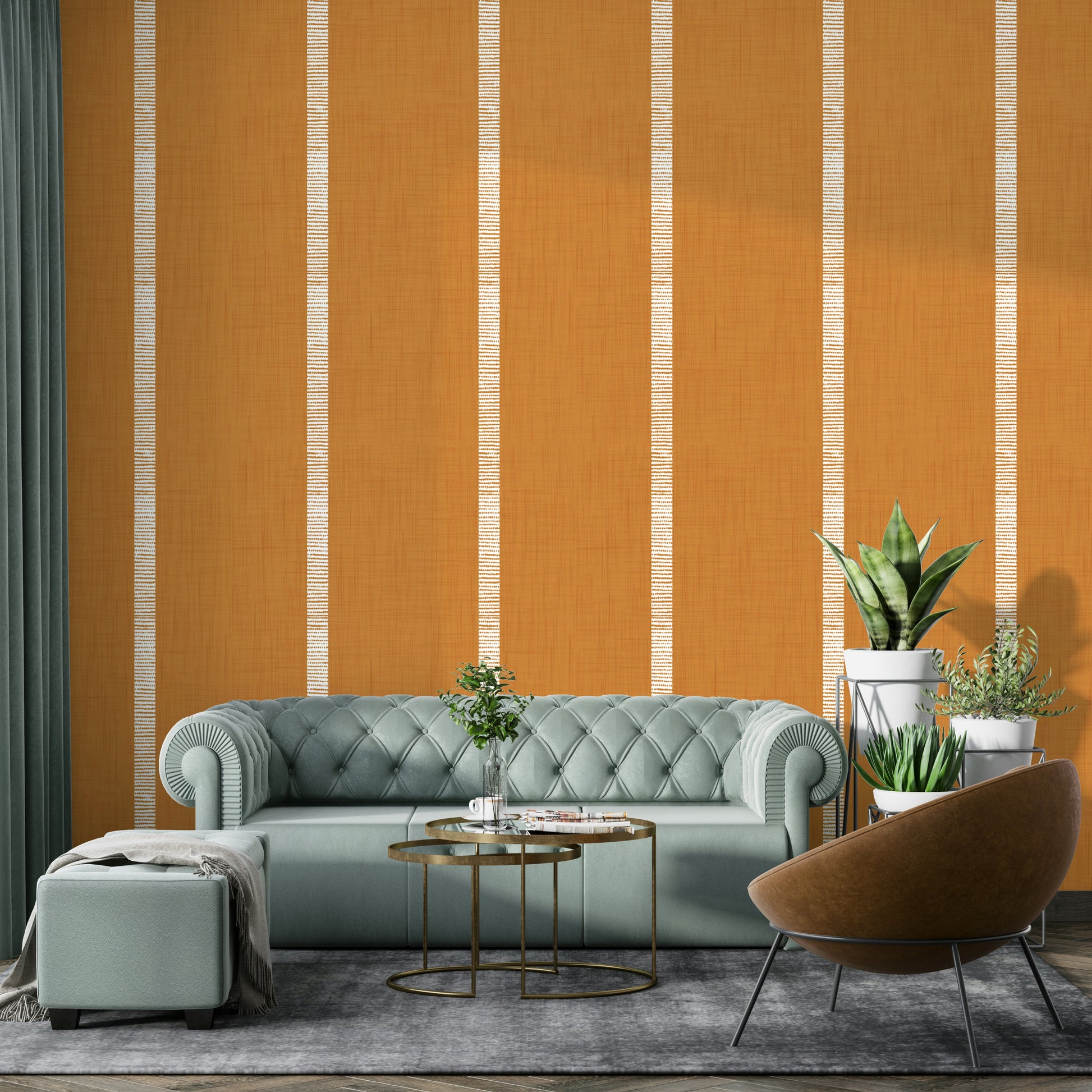 Caramel brown wallpaper with stripes


