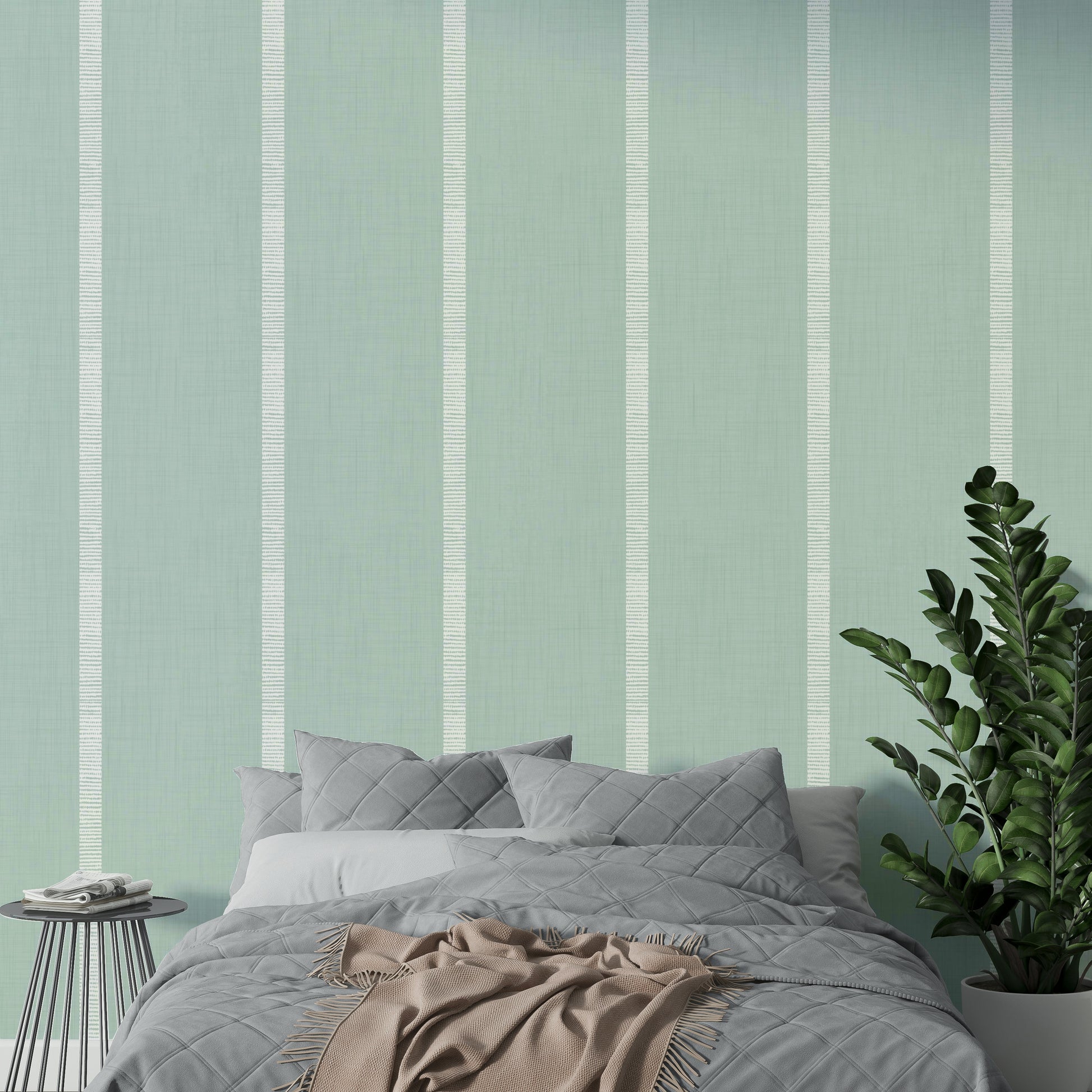 Modern boho wallpaper soft blue tone


