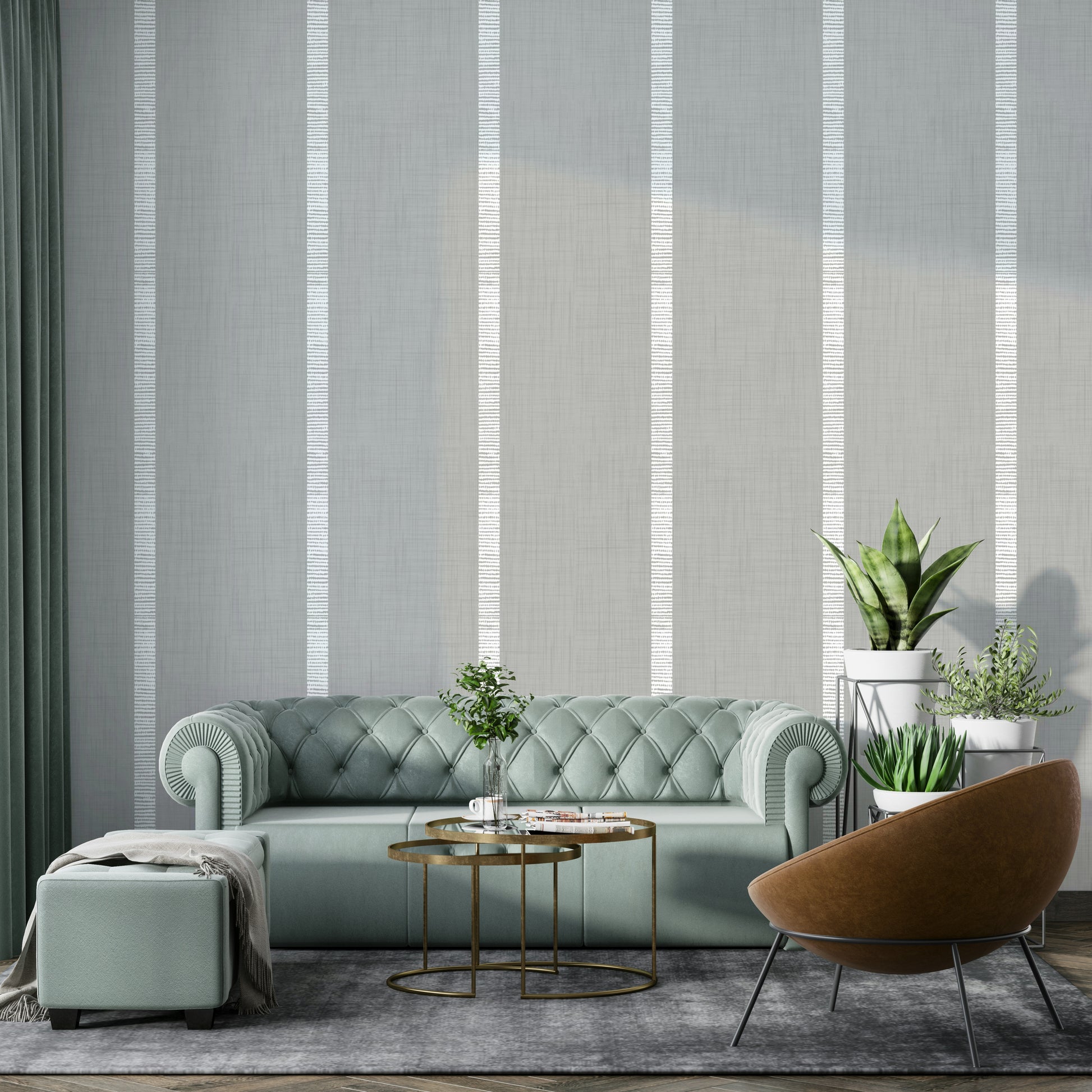 Soft grey striped boho wallpaper


