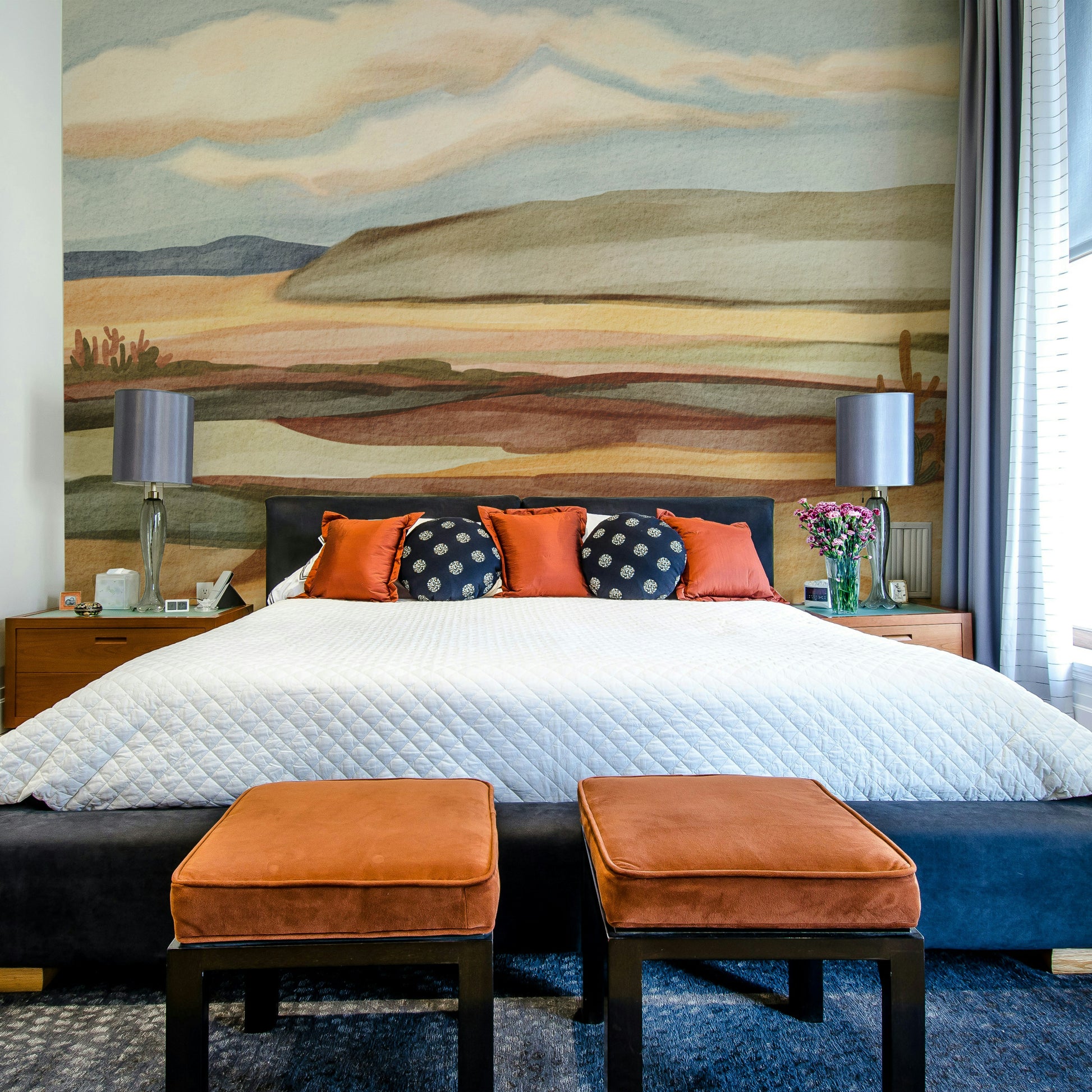 Durable wallpaper for walls with desert design

