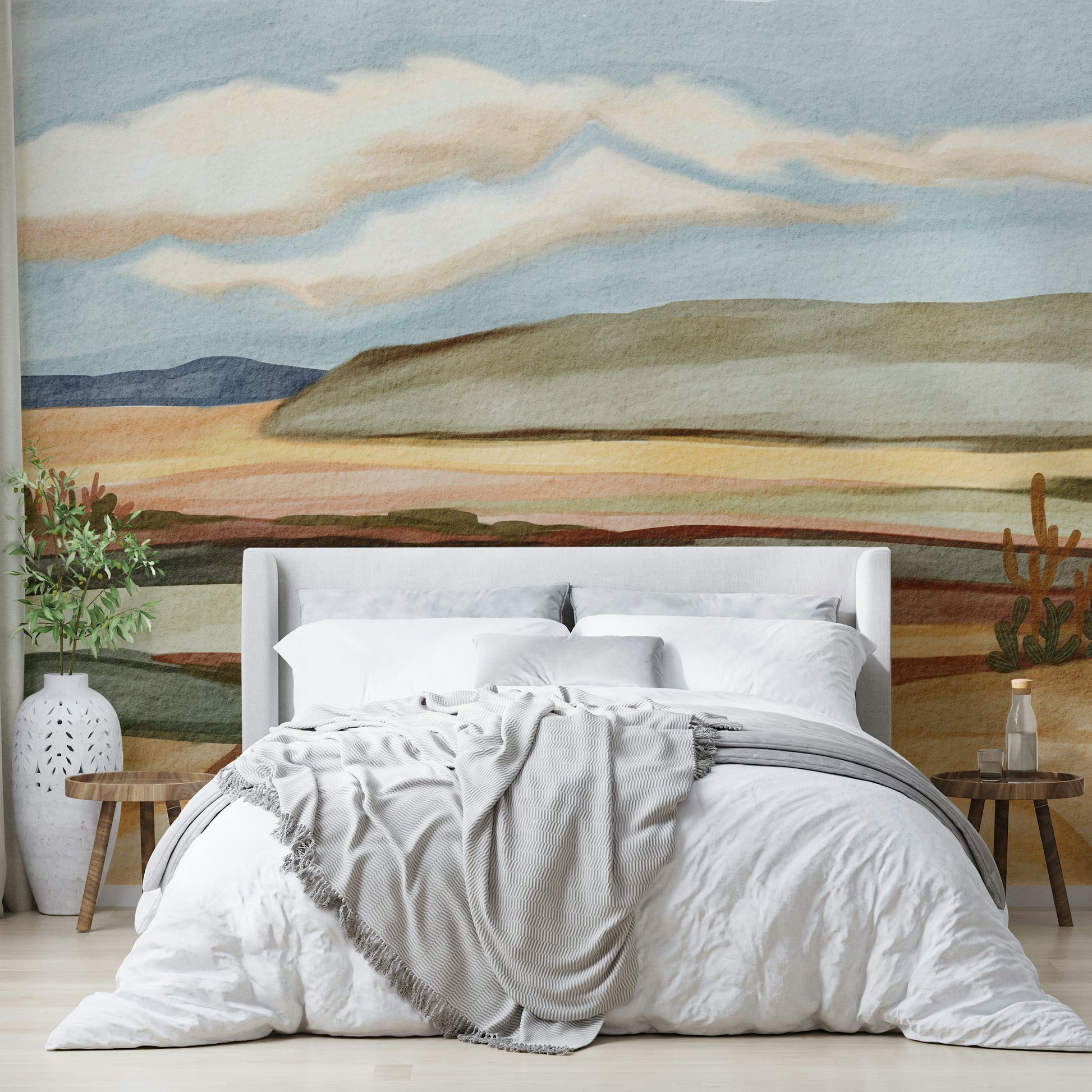 Relaxing space with Whispering Sands mural

