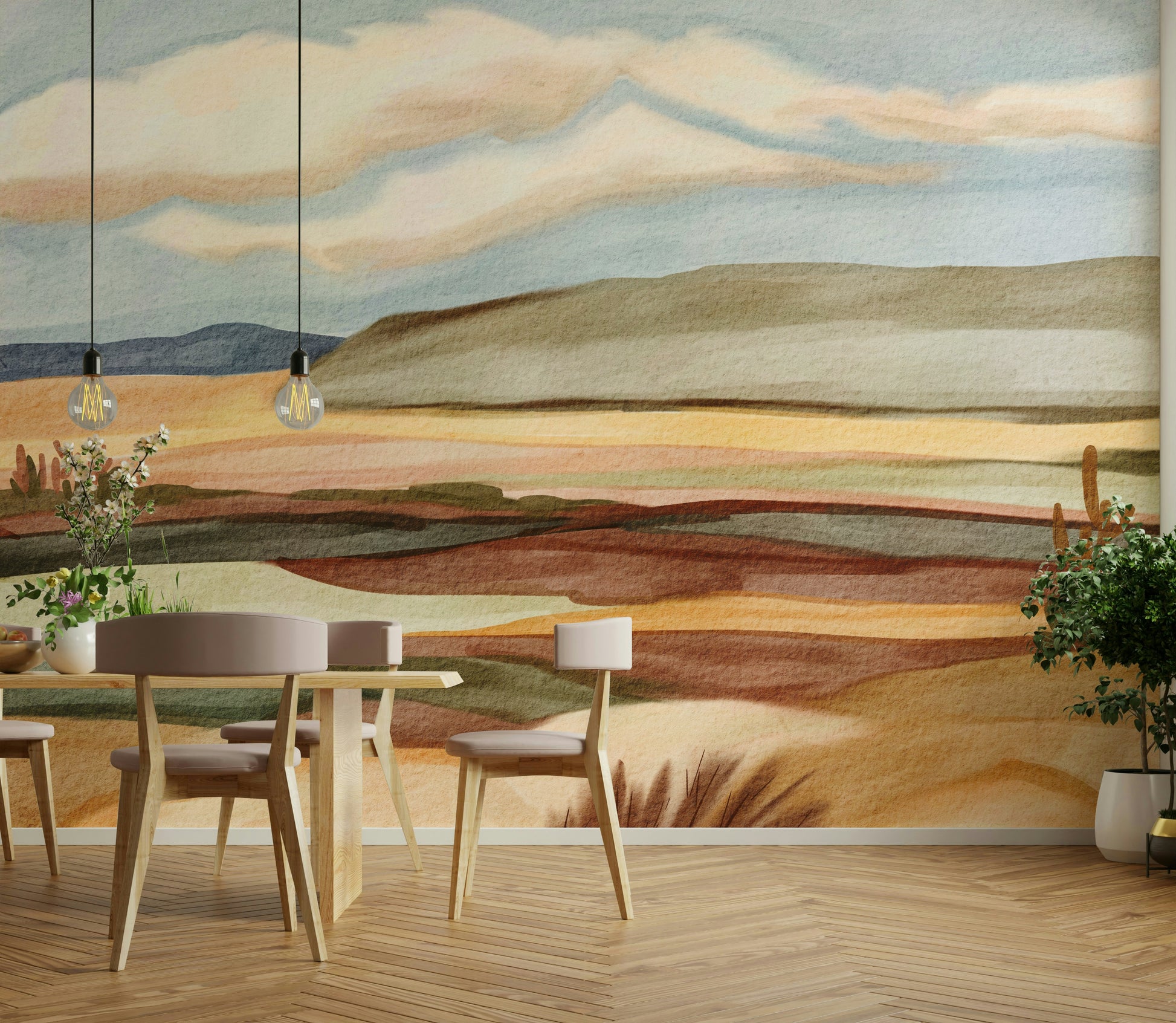 Whispering Sands wall mural on living room wall

