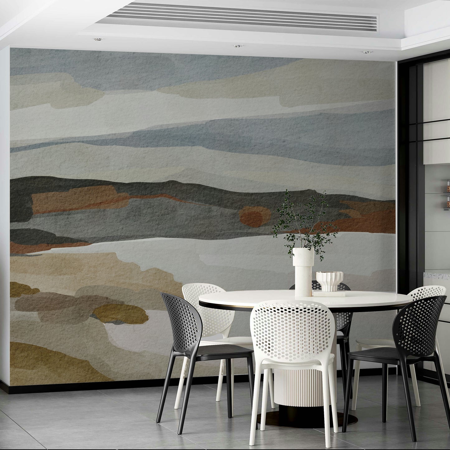 Abstract Mountain Range wall mural on living room wall

