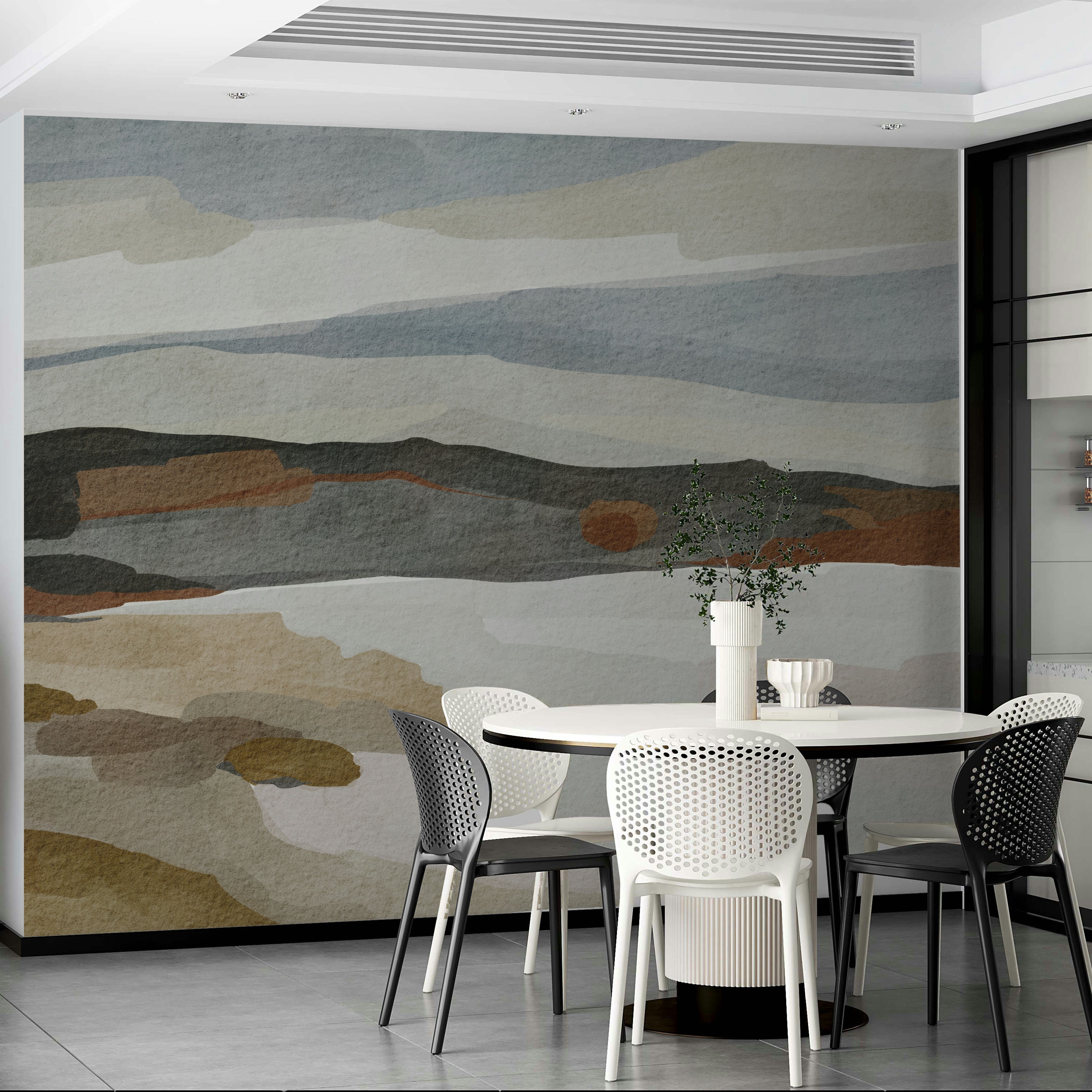 Abstract Mountain Range wall mural on living room wall

