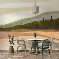 Living room accent with desert-inspired mural

