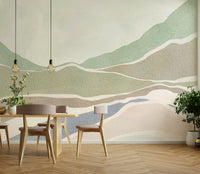 Bedroom decorated with soft hills wallpaper

