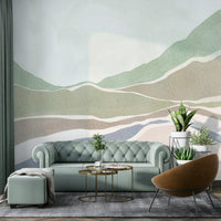 Close-up of soft hills mural wallpaper texture

