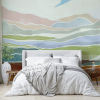 Bedroom decorated with tranquil hills wallpaper

