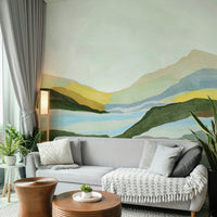 Sunset light over rolling hills wallpaper

