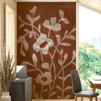 Wall mural featuring warm floral motifs

