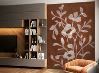 Close-up of terracotta bloom mural texture

