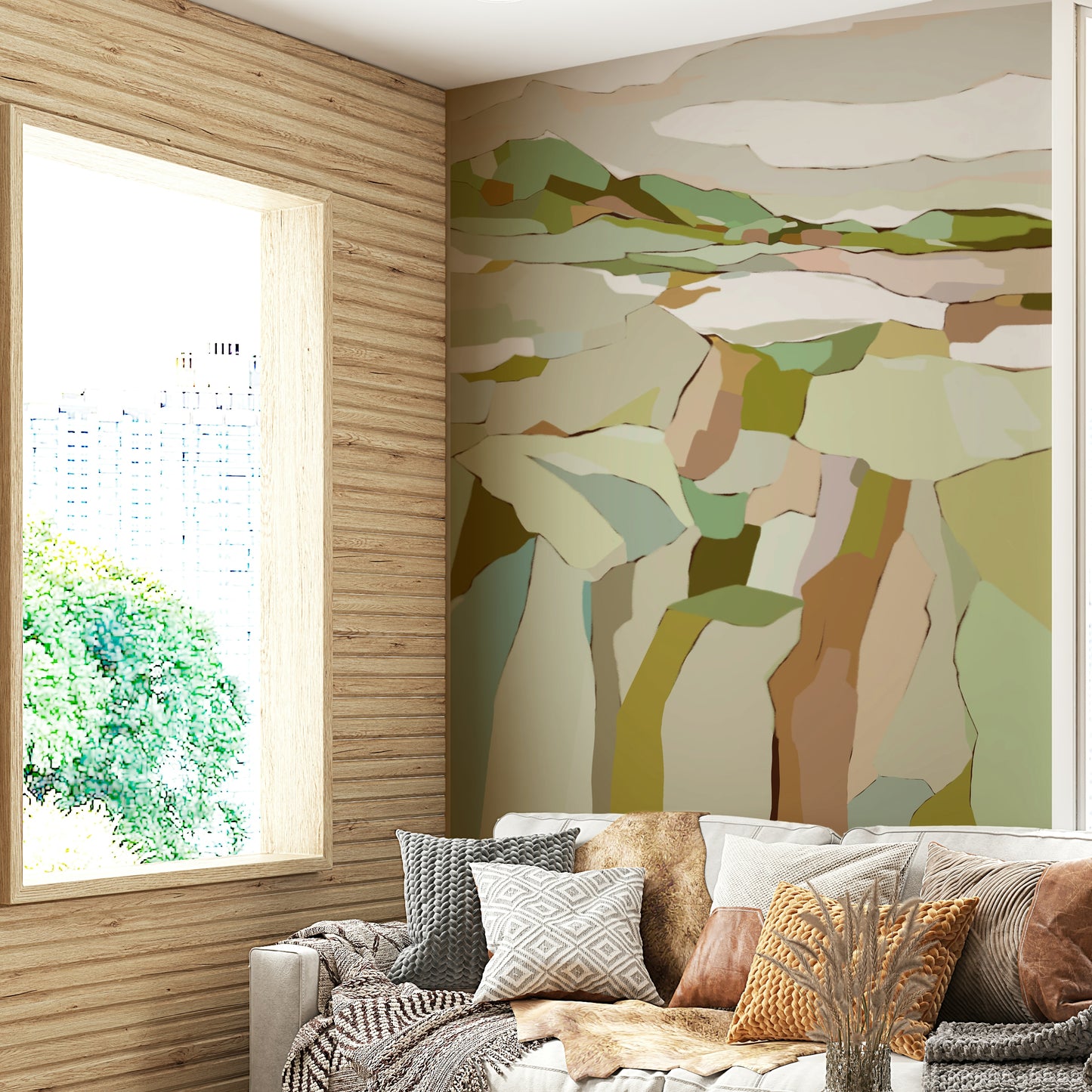 Durable wallpaper for walls with calm landscape design

