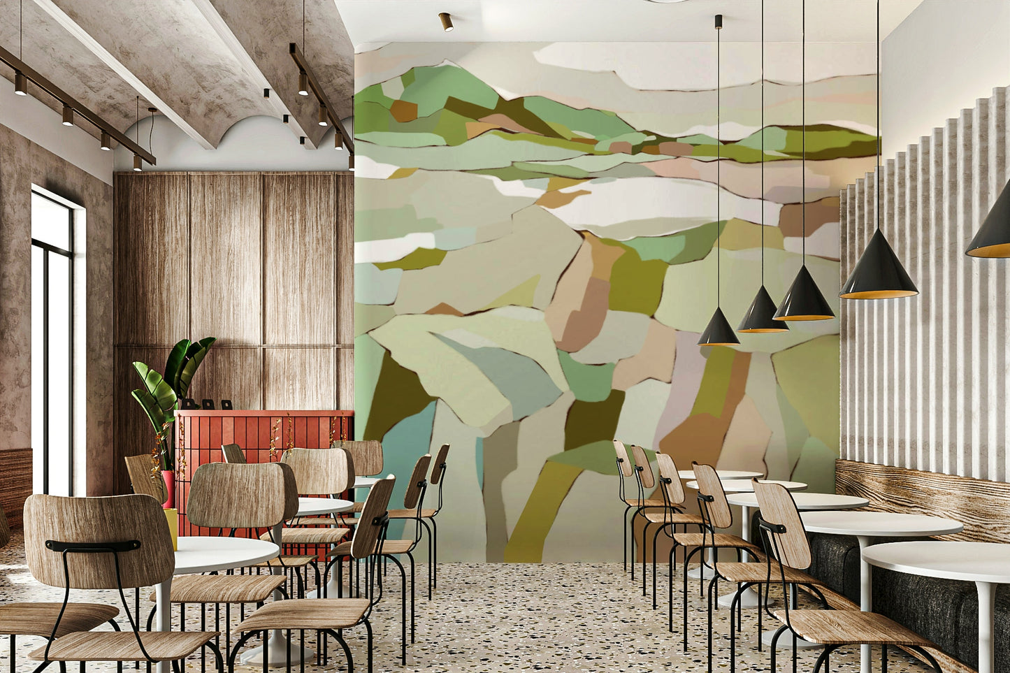 Muted rolling hills and sky wallpaper for walls

