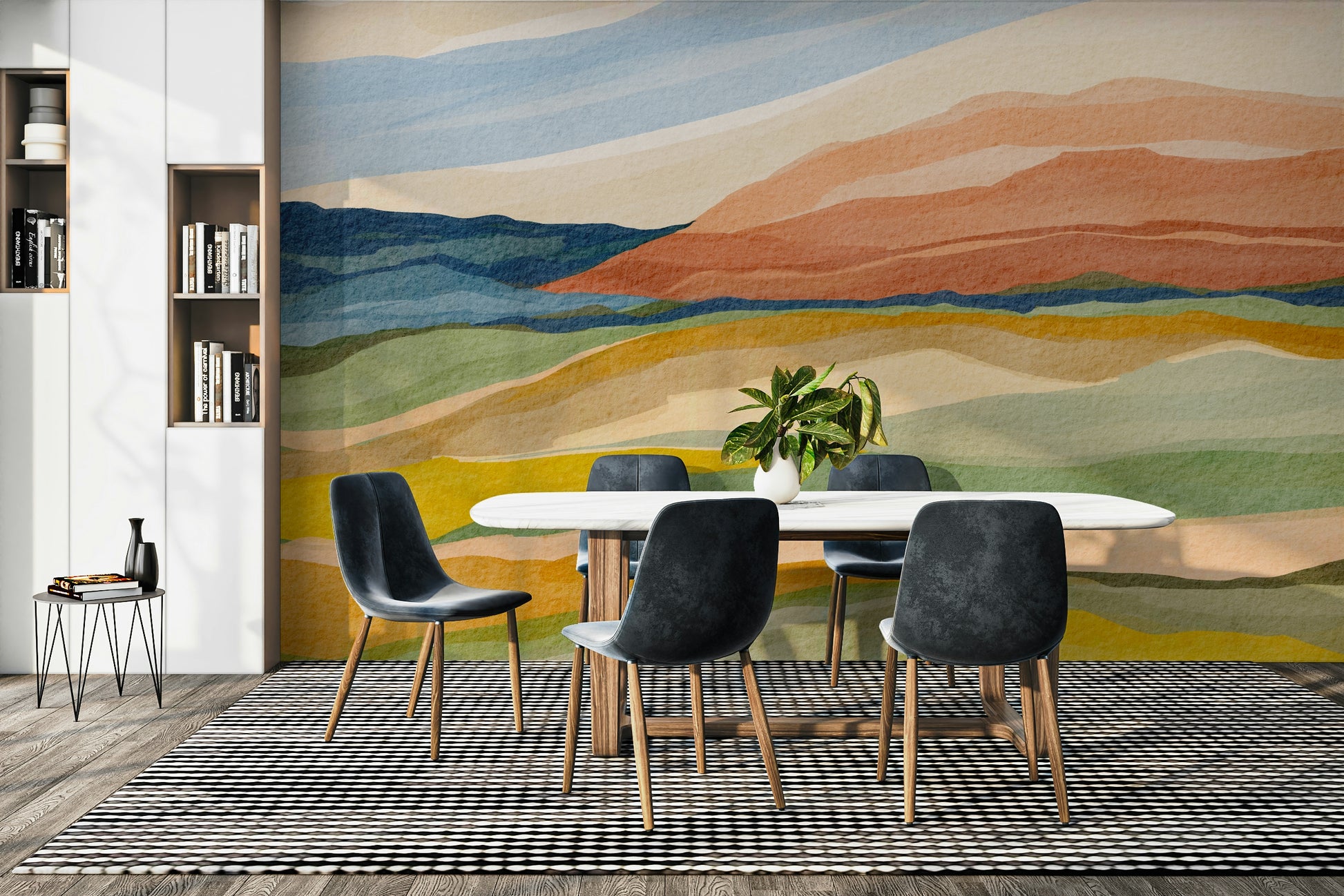 Warm sunset hues over hills wallpaper for walls

