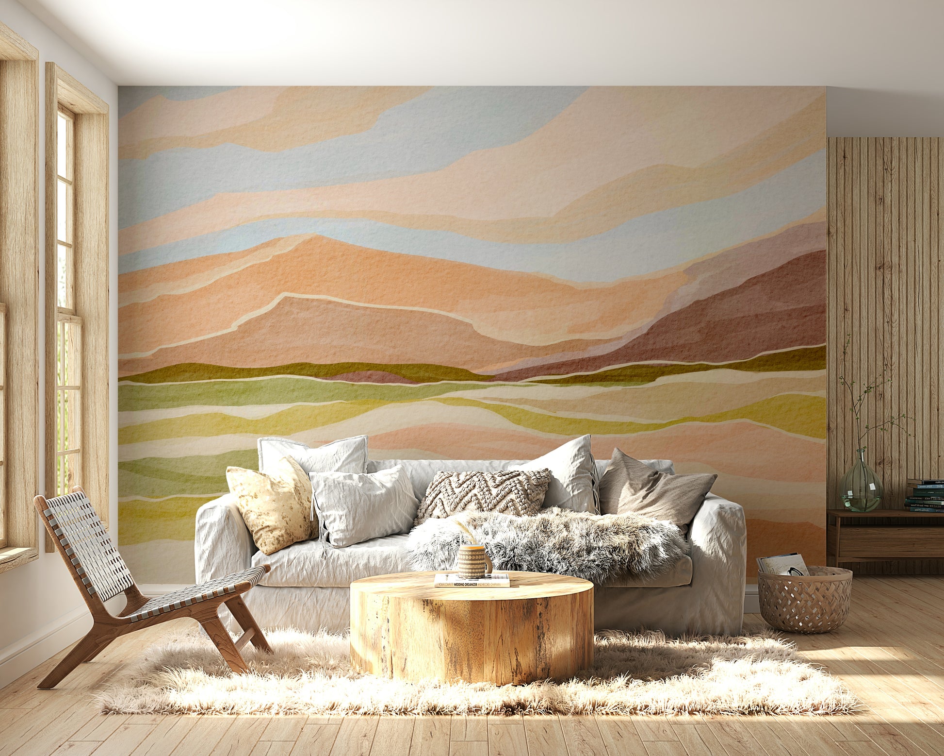 Easy-install Serene Sunset Landscape wall mural

