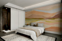 Close-up of serene sunset mural wallpaper texture

