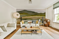 Close-up of peaceful hills mural wallpaper texture

